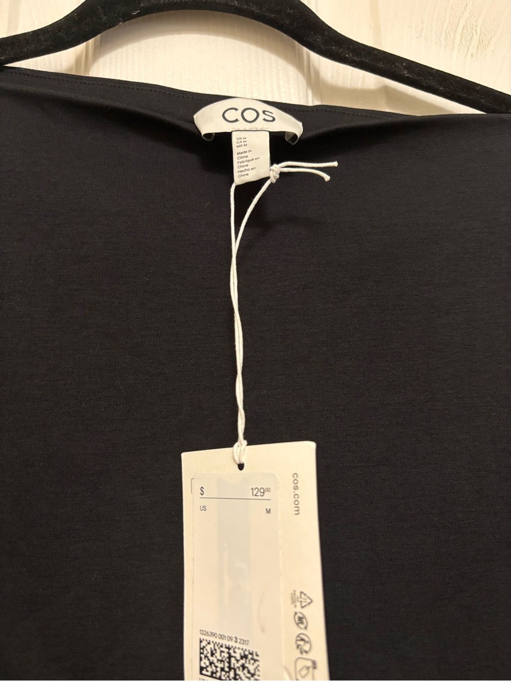 NWT COS Dropped Waist Contrast Panel Midi Dress in Black - Picture 8 of 9